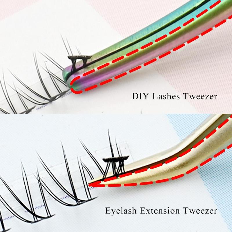 Mixed Color Curved Design False Eyelash Tweezers, Curved Eyelash Tweezers for Removing Eyebrows False Lashes Smeared False Nails, Eyelash Extensions Applicator, Makeup Tool Supplies