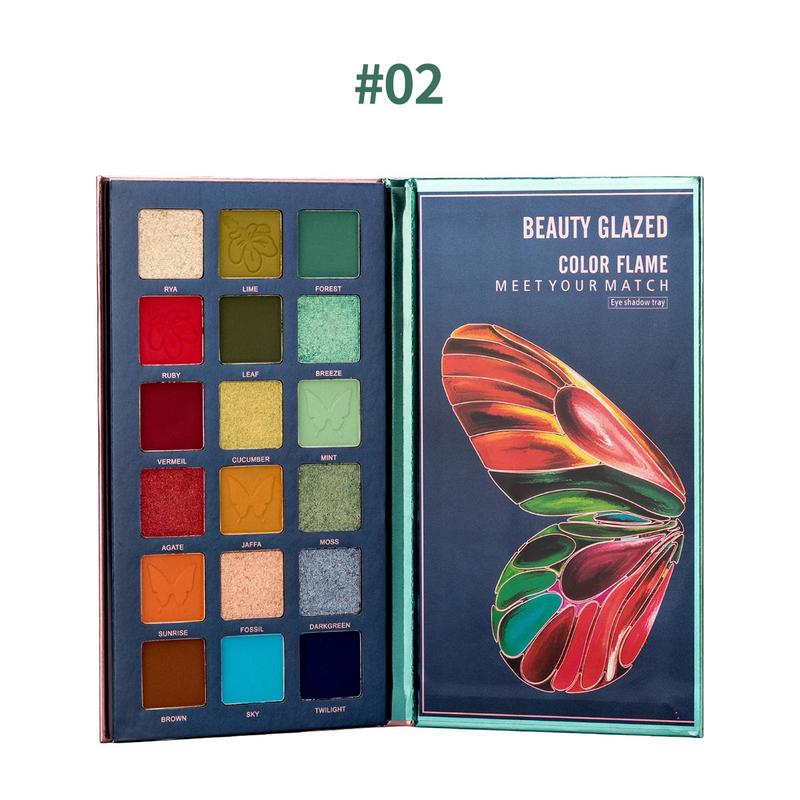 18 Color Butterfly Design Eyeshadow Palette, Matte and Glitter Eye Shadows, Long Lasting Shimmering Eye Makeup Products, High Pigmented Blendable Eyeshadow Powder, Colorful Eye Makeup Products for All Styles and Occasions