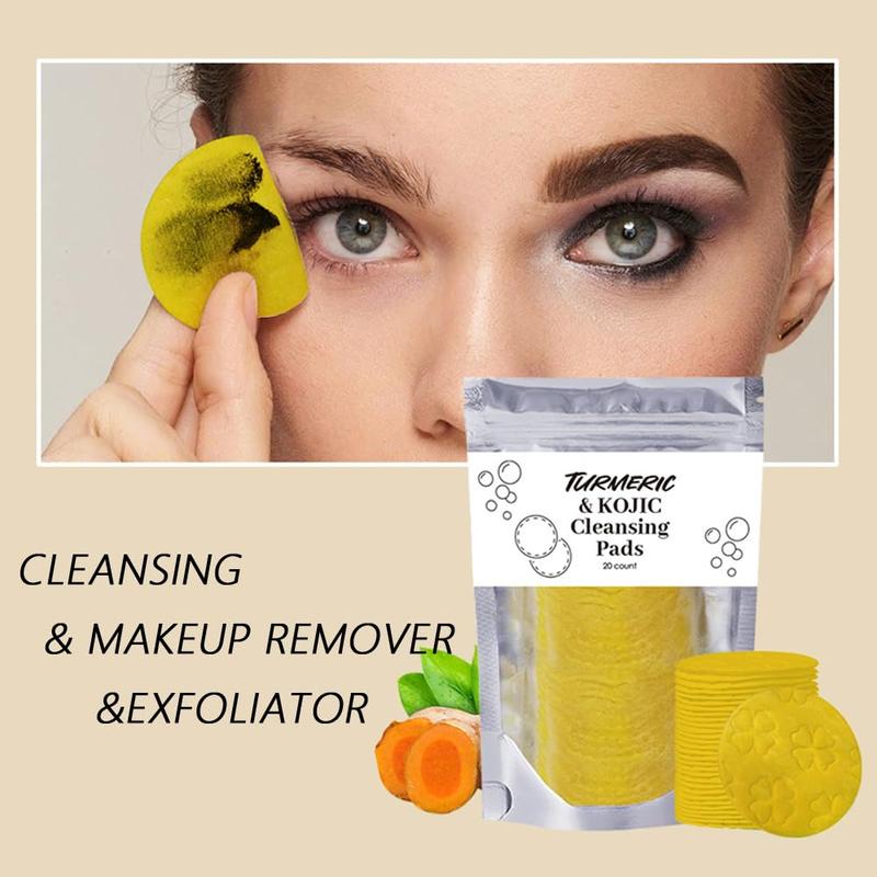 HECMOKS Turmeric Cleansing Pads - Infused with Vitamin B5, Vitamin C,  Chamomile, Daily Deep Cleansing Makeup Remover Cleanser Skincare Comfort Gentle