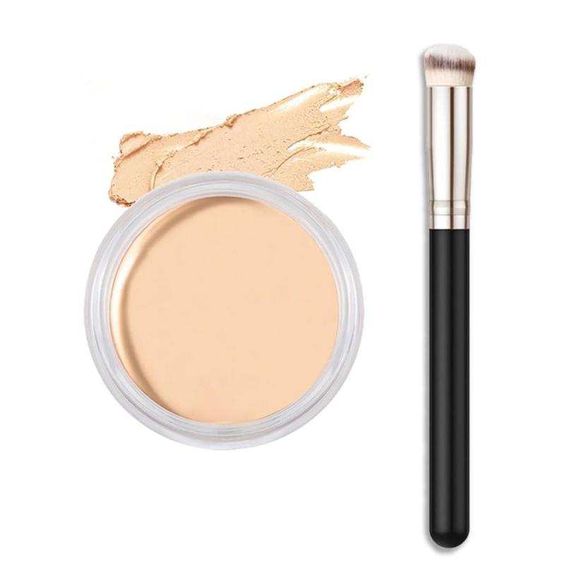 Cream Pot Concealer Full Coverage Set Waterproof Foundation Palette with Brush by [Brand Name] - Conceal Dark Circles, Brighten Under-Eye, Color Correcting Vegan Makeup, 01