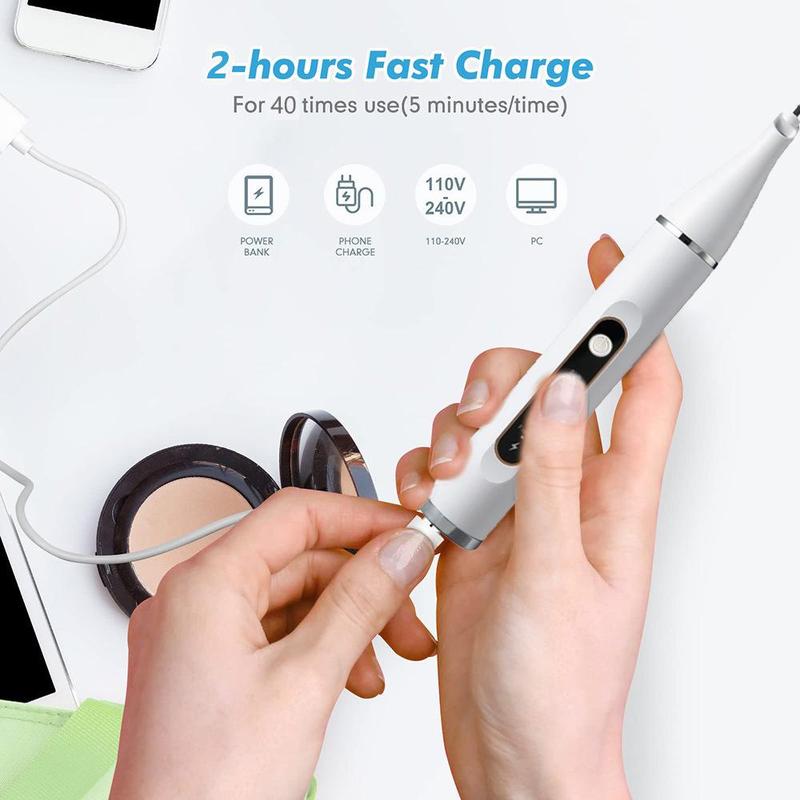 Portable Electric Teeth Cleaner, 1 Box Rechargeable Teeth Polisher with Tooth Tools & Replacement Heads, Oral Irrigator for Home & Travel