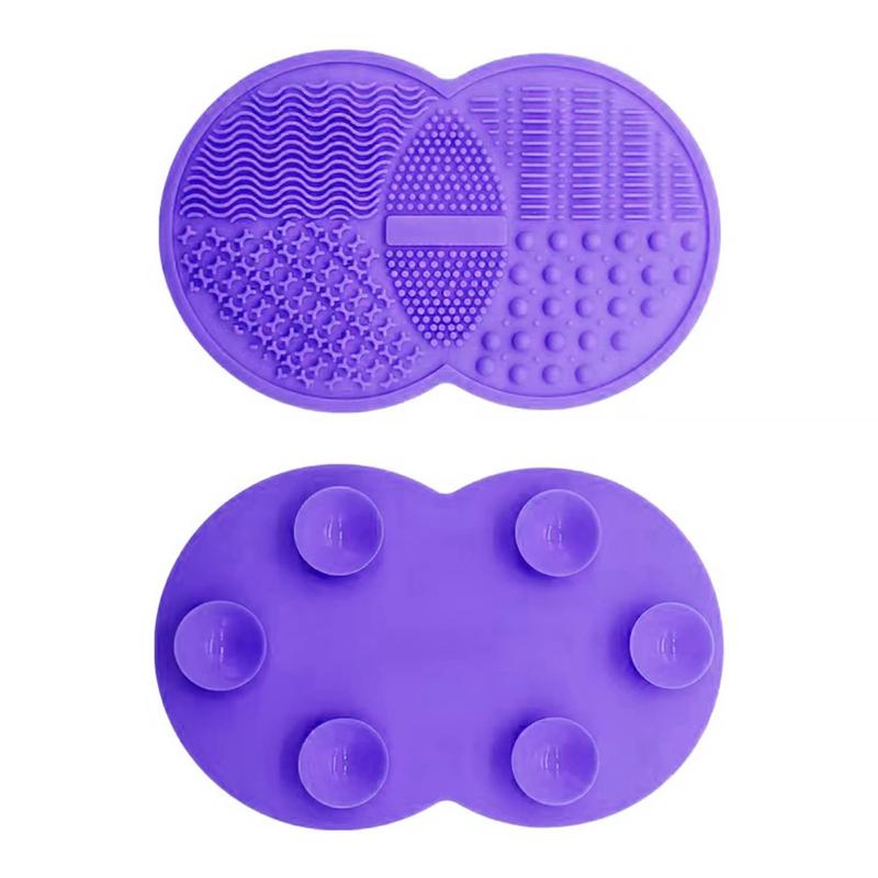 Makeup Brush Cleaning Mat, Silicone Makeup Brush Scrubber, Makeup Brush Cleaner Pad, Cosmetic Brush Cleaner, Brush Cleaning Pad, Suitable for Makeup Brush, Makeup Sponge, Powder Puff (Purple) Smooth Cleansing