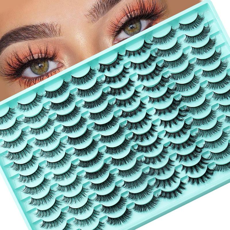 Fluffy False Eyelashes, 48 Pairs Wispy Faux Cluster Lashes, Natural Curling Eye Makeup Strip Lashes, Full Volume Eyelash for Lashes Extensions