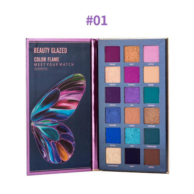 18 Color Butterfly Design Eyeshadow Palette, Matte and Glitter Eye Shadows, Long Lasting Shimmering Eye Makeup Products, High Pigmented Blendable Eyeshadow Powder, Colorful Eye Makeup Products for All Styles and Occasions