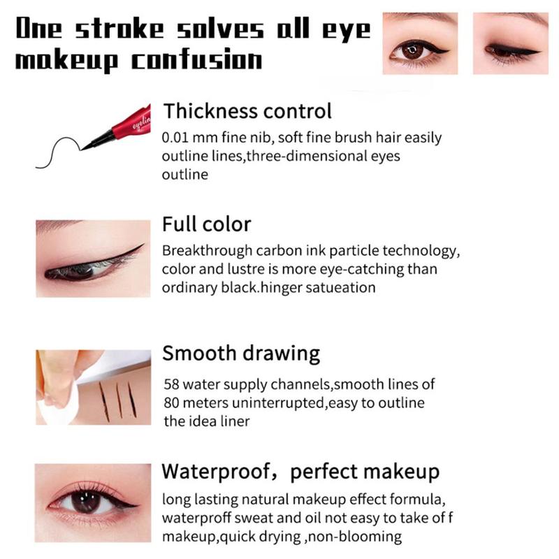 Waterproof Long-lasting Eyeliner, 1 2 3 Counts Quick Drying Eyeliner Pen, Easy To Apply, Easy To Color, Professional Daily Makeup Accessories