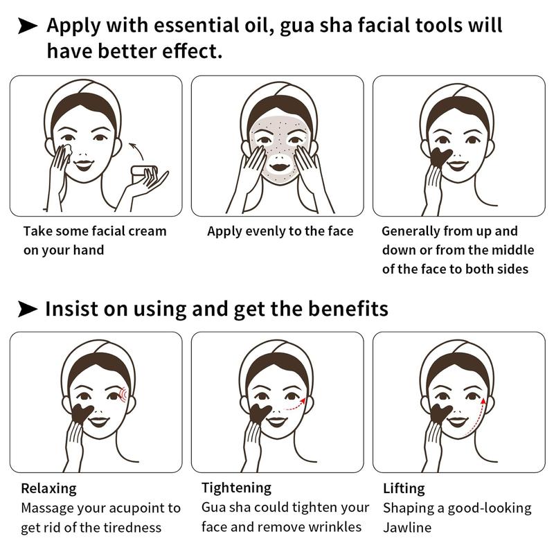 Gua Sha Facial Tools, Natural Obsidian Guasha Tool for Face,Double Chin & Jawline, Gua Sha Stone Self-Skin Care Face Stone Gua Sha tools for Women Guasha Stone, Black