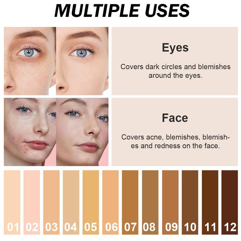 Cream Pot Concealer Full Coverage Set Waterproof Foundation Palette with Brush by [Brand Name] - Conceal Dark Circles, Brighten Under-Eye, Color Correcting Vegan Makeup, 01