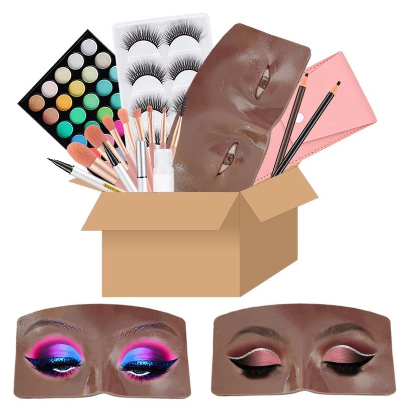 Makeup Practice  Board, 3D Realistic Practice Makeup  Set, Makeup Mannequin  with Makeup Kit for Professional Makeup Artists Students and Beginners to Practice Eyes Eyeshadow Makeup