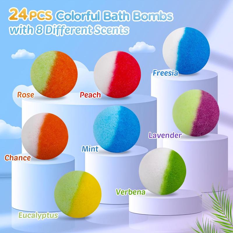 Bath Bombs for, 24pcs Bath Bombs with Glow in The Dark Surprise Inside, Natural and Organic Colorful Bubble Bath Fizz for, Perfect Birthday, Halloween, Or Christmas Gift for Boys and Girls!