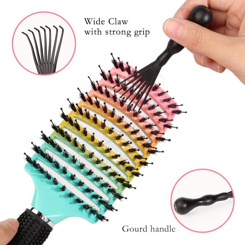 Heatless Hair Styling Comb Set, 3 Counts Non-slip Handle Hair Hollow Comb with Magnet Design, Professional Hair Scalp Massage Comb for Women