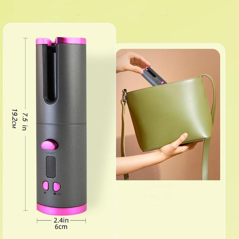 Portable Wireless Hair Curler, Rechargeable Automatic Hair Curler with LCD Digital Display & 6 Adjustable Temperatures, Hair Styling Tool for Home & Travel, Halloween, Christmas, Fall