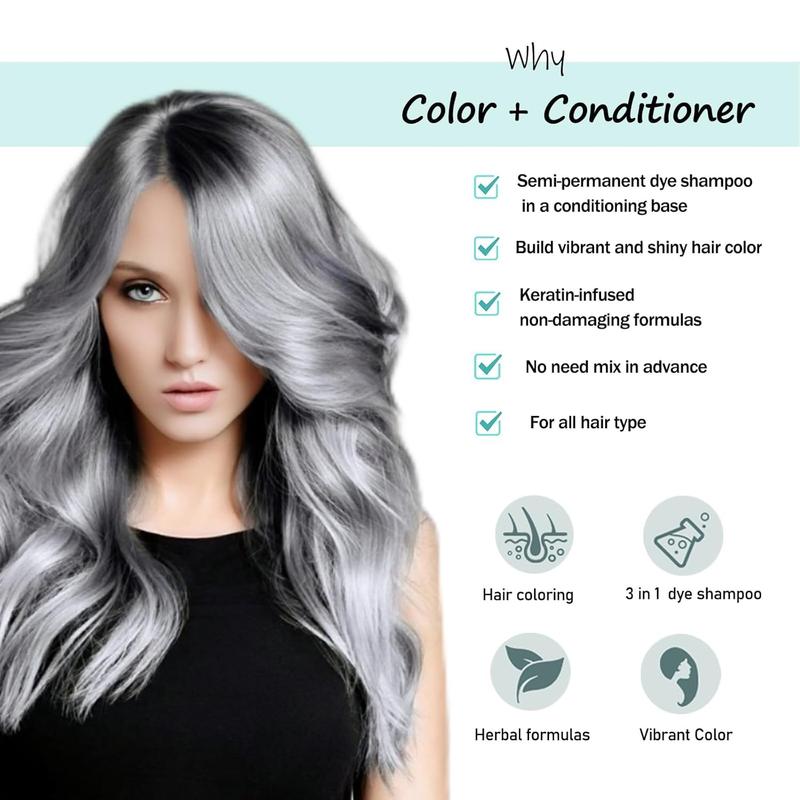 Instant Natural 3-in-1 Silver Gray Hair Color Shampoo, Long Lasting Gray Hair Shampoo, Hair Dye Colors in Minutes, Ammonia Free, Paraben Free Haircare