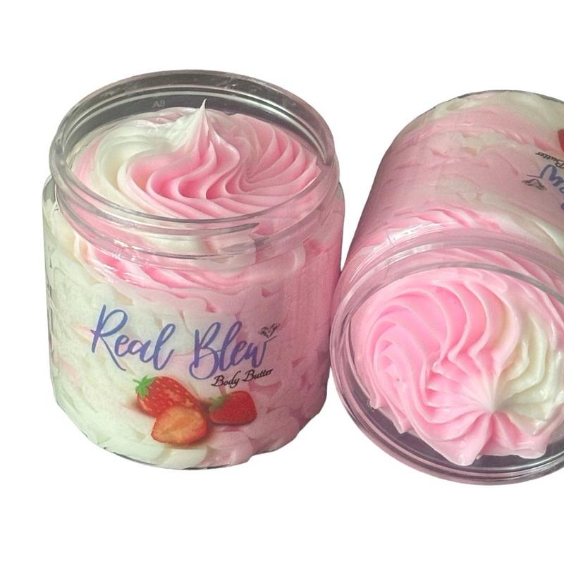 “Strawberry Shortcake” Whipped Body Butter Skincare Moisturizer for all skin types Aloe Aloevera Body Care Lotions