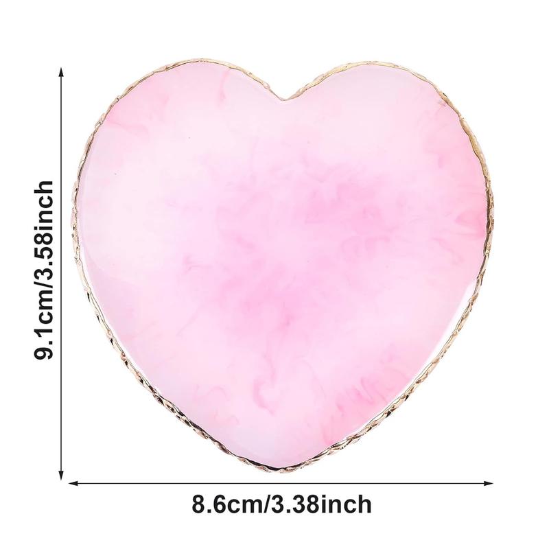 Nail Art Palettes Resin Nail Mixing Palette Polish Color Mixing Plate Golden Edge Resin Nail Holder Heart Shape Cosmetic Mixing Tools