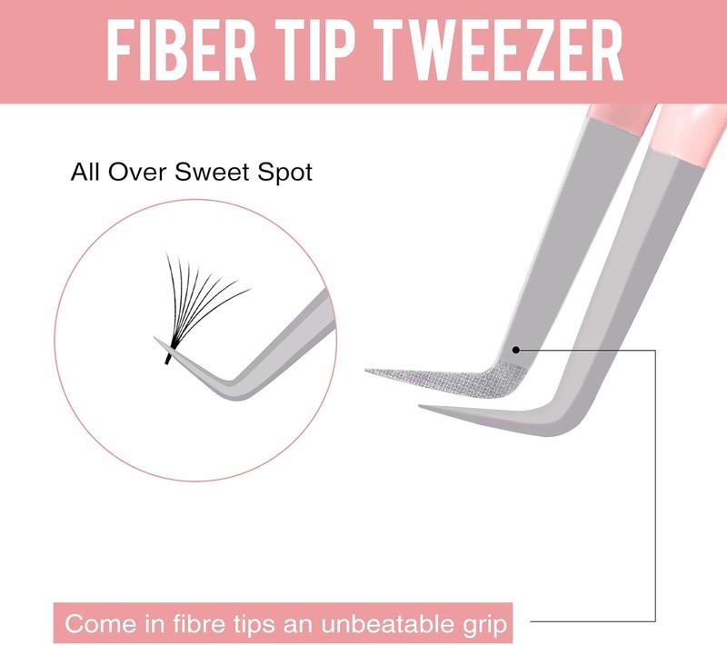 Fiber Tip Lash Tweezers for Eyelash Extensions, Professional 90 Degree Tweezers for Lash Extension Suppliers,  Pink Tweezers Precision Tool Set(90 Degree)