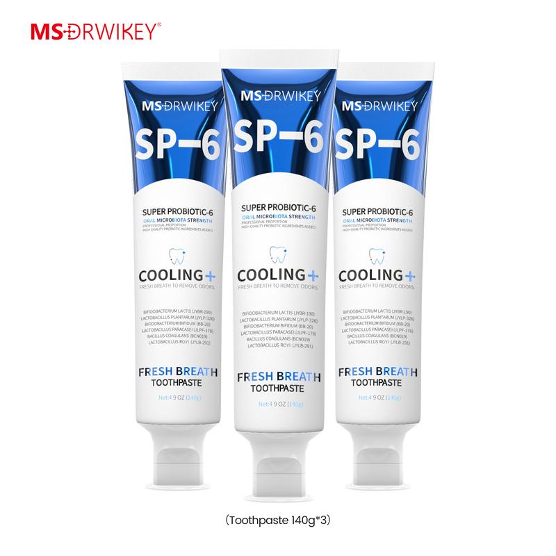 MSDRWIKEY SP-6 Probiotic Whitening & Fresh Breath Toothpaste Set, Cooling+ & Brightening Formula, 140g x 3 Oral