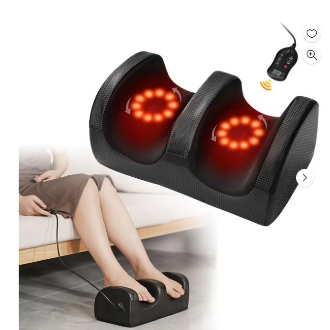 Shiatsu Foot Massager with Heat, Chronic Nerve Pain Therapy Spa Gift Kneading & Rolling Massage for Leg Calf Ankle, Hand Remote Control Massager Machine for Circulation and Pain Relief