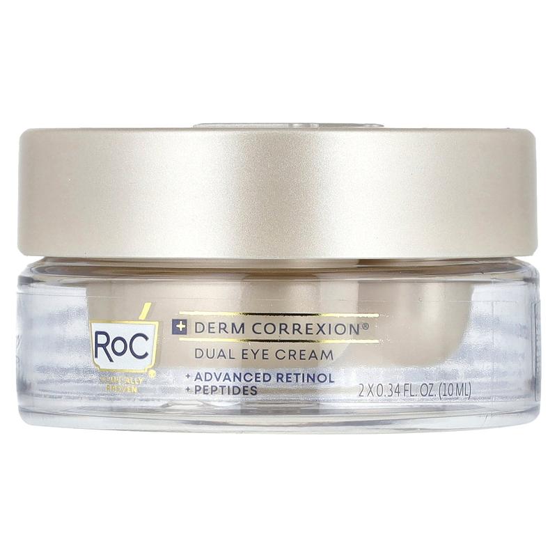 RoC Derm Correxion®, Dual Eye Cream, Advanced Retinol & Peptides, Fragrance-Free, 0.34 fl oz (10 ml) Each