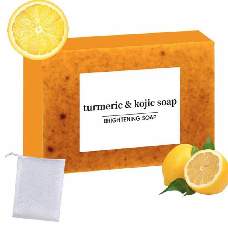 3PCS Lemon Turmeric KojicAcid Soap, Turmeric & Kojic Acid  Soap,  Kojic Acid Soap, Soap Body CareBody Wash Lemon Flawless Organic