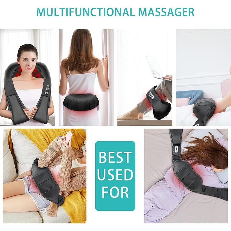 Heated Back & Neck Massager, Back Massager Deep Tissue Kneading Massager Neck and Shoulder Massager , Electric 4D Massage Pillow