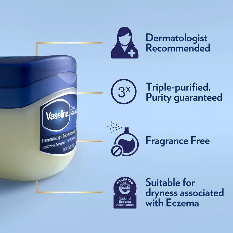 Vaseline 100% Pure Petroleum Jelly Original Unscented Body Moisturizer for All Skin Dryness, 1.75 oz (Pack of 4)