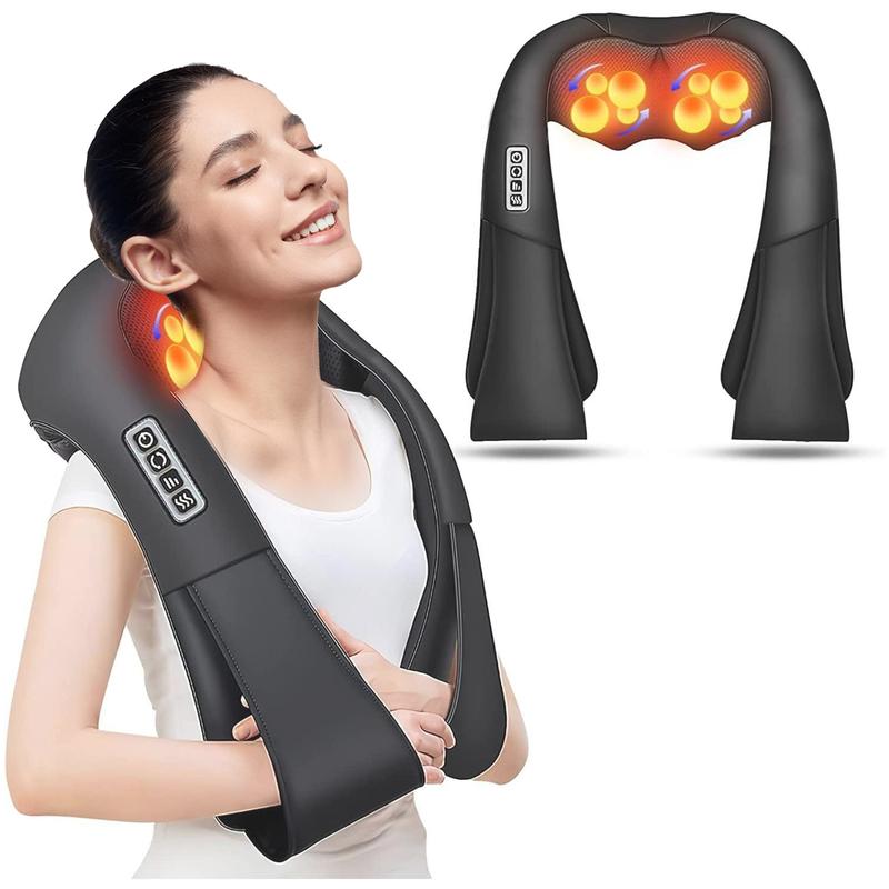 Heated Back & Neck Massager, Back Massager Deep Tissue Kneading Massager Neck and Shoulder Massager , Electric 4D Massage Pillow