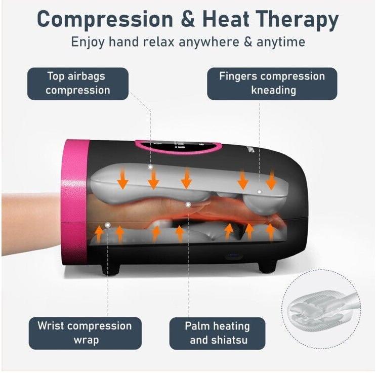 QUINEAR Cordless Hand Massager w  Heat & Compression for Arthritis,Carpal Tunnel