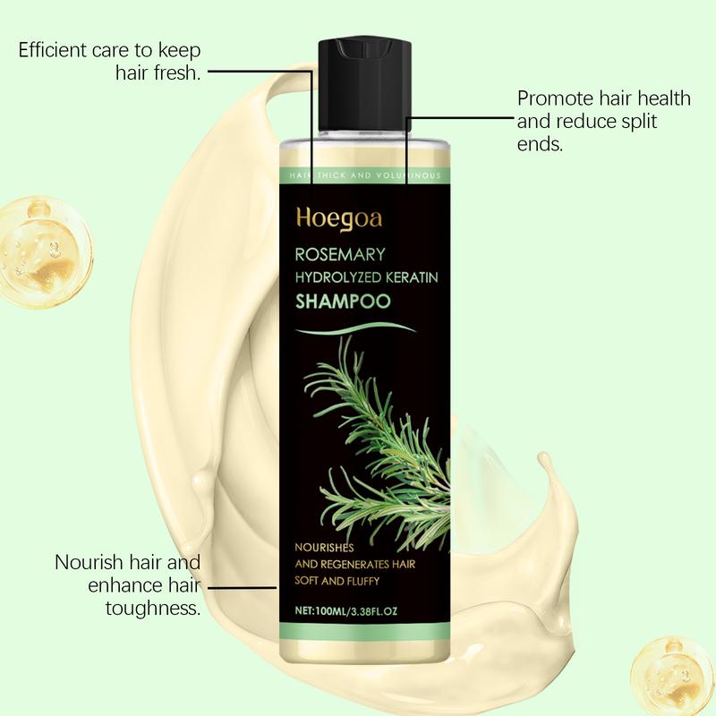 Organic Rosemary Hair Growth Shampoo - Natural Thickening & Strengthening Shampoo with Hydrolyzed Keratin for Thinning Hair & Hair Loss 100ml