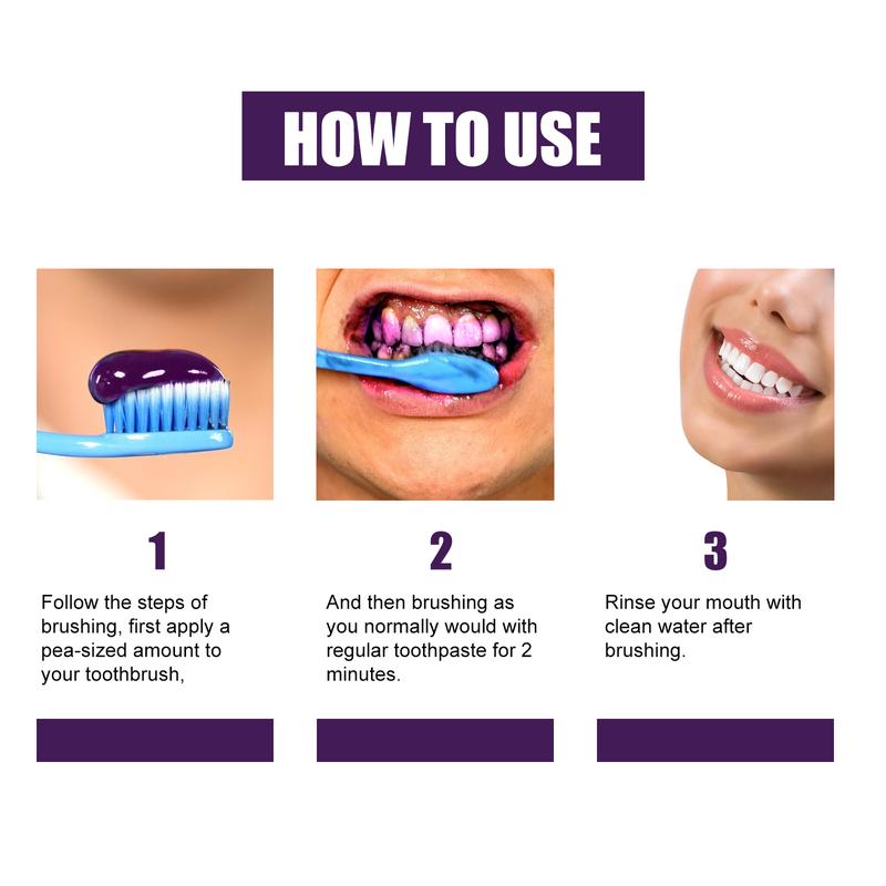 ANV34 Purple Toothpaste Whitens Teeth, Removes Stains, Prevents Pigmentation, and Makes Yellow Teeth Clean, White, and Brightens