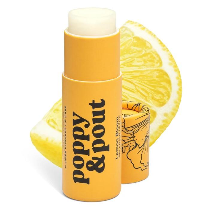 Poppy & Pout Lemon Bloom Jumbo Lip Balm | All Natural Lip Balms & Moisturizers | Hydrates with Beeswax, Vitamin E, Organic Coconut Oil | Cruelty-Free | Lip Balm in Recyclable Cardboard Tube