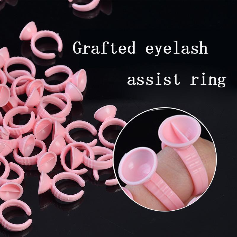 100pcs Eyelash Glue Ring Cup, Disposable Eyelash Glue Cup, Professional Makeup Accessory Supplies Tools For Eyelash Extension