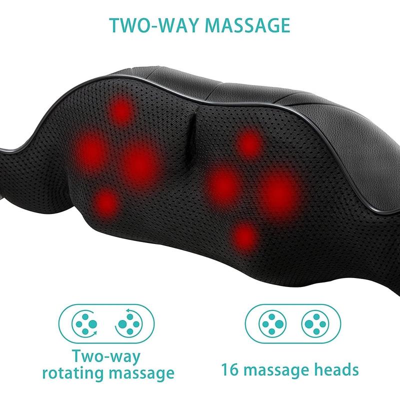 Heated Back & Neck Massager, Back Massager Deep Tissue Kneading Massager Neck and Shoulder Massager , Electric 4D Massage Pillow