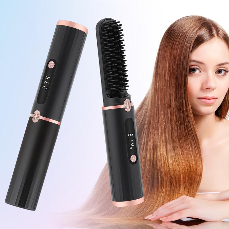 [Black Friday]DGYAO Cordless Hair Straightener Brush ,for Travel Straight Hair Comb Ceramic Coating, Lightweight for Touch-ups Comfort