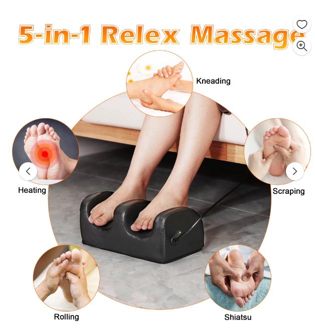 Shiatsu Foot Massager with Heat, Chronic Nerve Pain Therapy Spa Gift Kneading & Rolling Massage for Leg Calf Ankle, Hand Remote Control Massager Machine for Circulation and Pain Relief