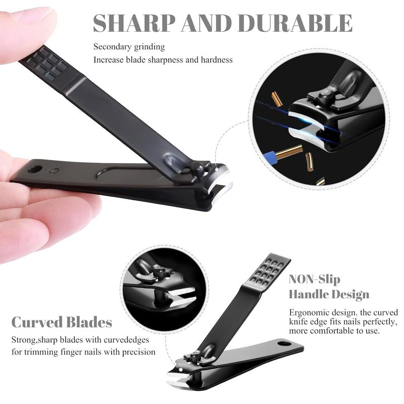 Black high precision stainless steel nail clippers set with portable case Manicure Nail Care