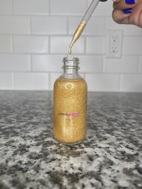 Gold Drip Shimmer Dry Body Oil Moisturizes and Hydrates with Sweet Cotton Candy Fragrance