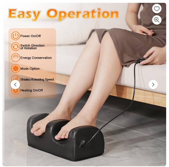 Shiatsu Foot Massager with Heat, Chronic Nerve Pain Therapy Spa Gift Kneading & Rolling Massage for Leg Calf Ankle, Hand Remote Control Massager Machine for Circulation and Pain Relief