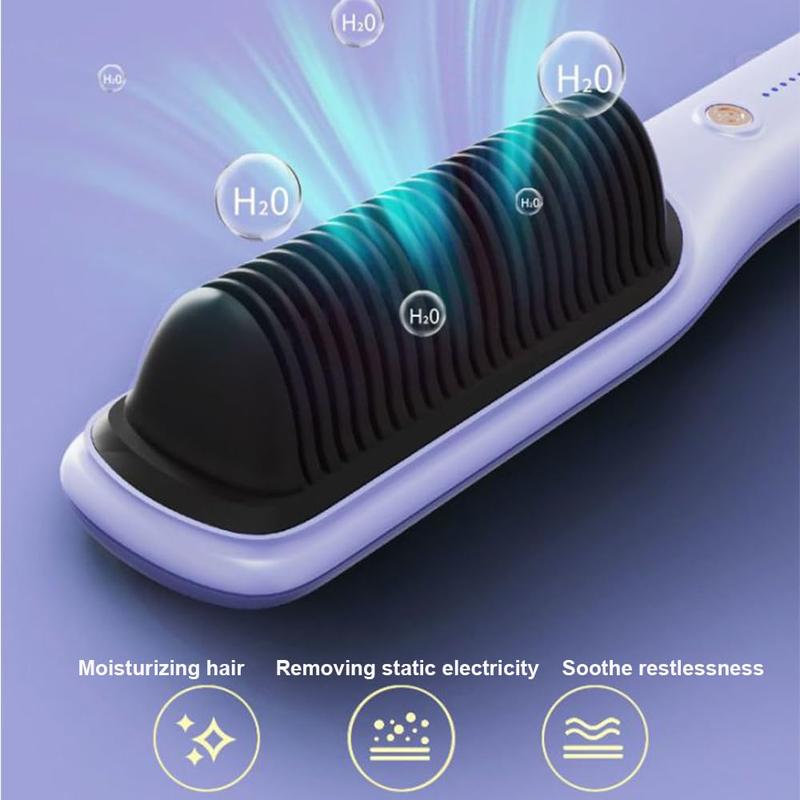 Hair Straightener Brush with 5 Temp, Negative Ion Styling Comb, Curler,Straightening Comb Heated Hair Brush 31s Fast Heating Anti-Scald Professional Salon Women's Hairstyle Tools