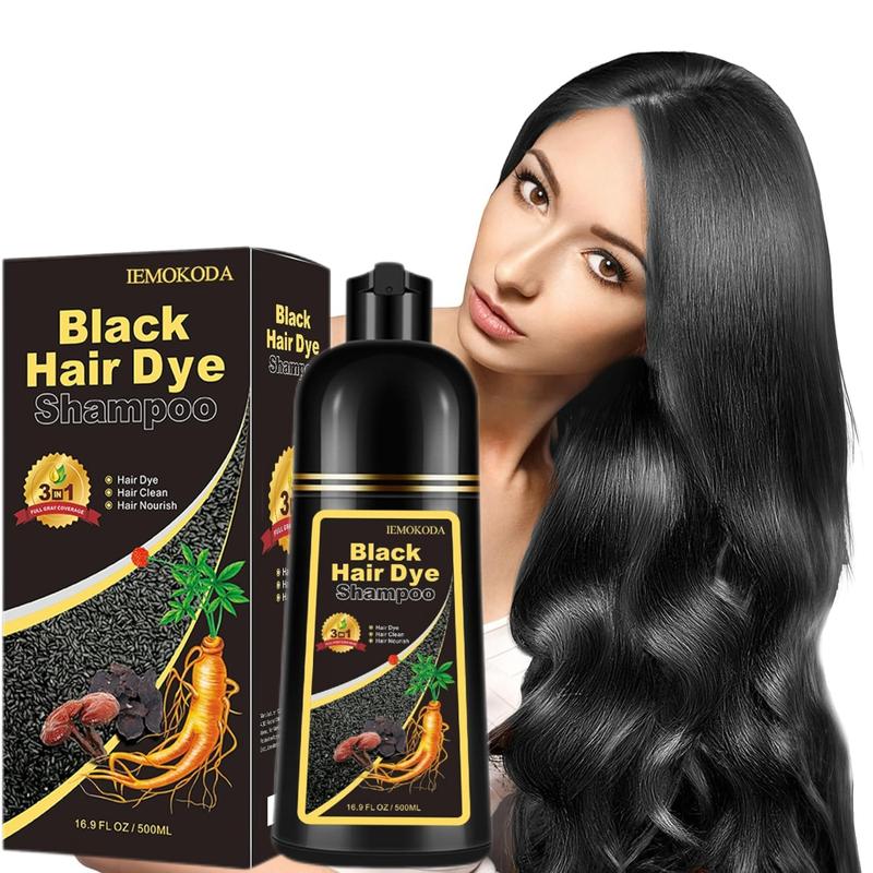 Herbal Black Hair Color Shampoo for Women & Men - Long Lasting 3-in-1 Formula for 100% Gray Coverage in 10-15 Minutes,Haircare