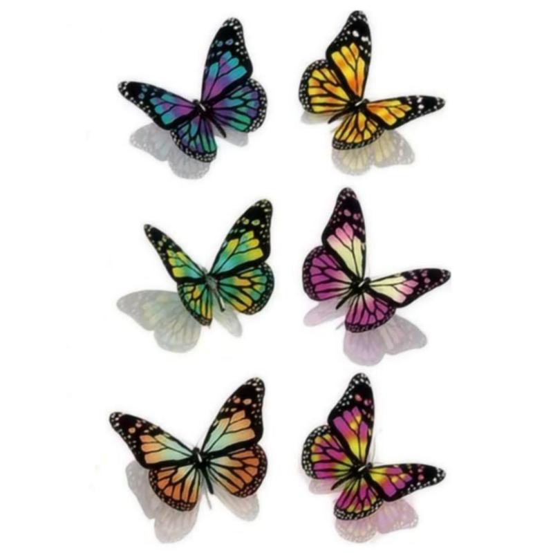 Random Color Butterfly Pattern Temporary Tattoo, 3D Butterfly Tattoo Sticker, Realistic Fake Tattoo For Women & Girls, Body Art Tattoo Sticker For Adults, Party Decoration