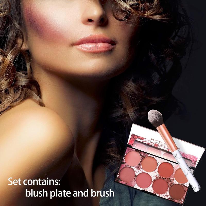 8 Colors Blush Palette, Matte Mineral Blush Powder Bright Shimmer Face Blush,Contour and Highlight Blush Palette,Professional Facial Beauty Cosmetic Makeup Blush