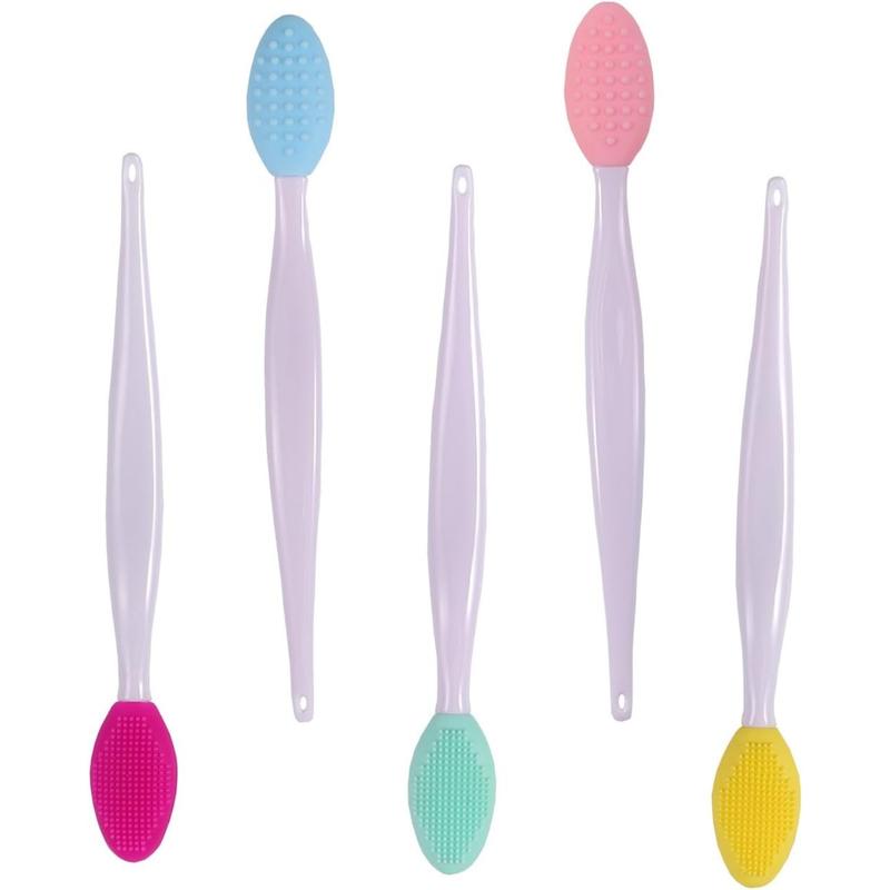 10pcs Silicone Lip Brush Exfoliating Nose Clean Blackhead Removal Brushes with Replacement Head Wash Face Cleansing Brush Tools