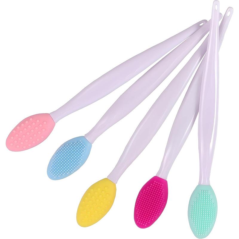 10pcs Silicone Lip Brush Exfoliating Nose Clean Blackhead Removal Brushes with Replacement Head Wash Face Cleansing Brush Tools