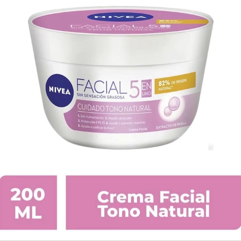 Nivea Crema Facial Hidratante 5 En 1 Tono Natural (Pink Cap) - Moisturizer for All Skin Types - Skincare Facial Cream Moisturizing