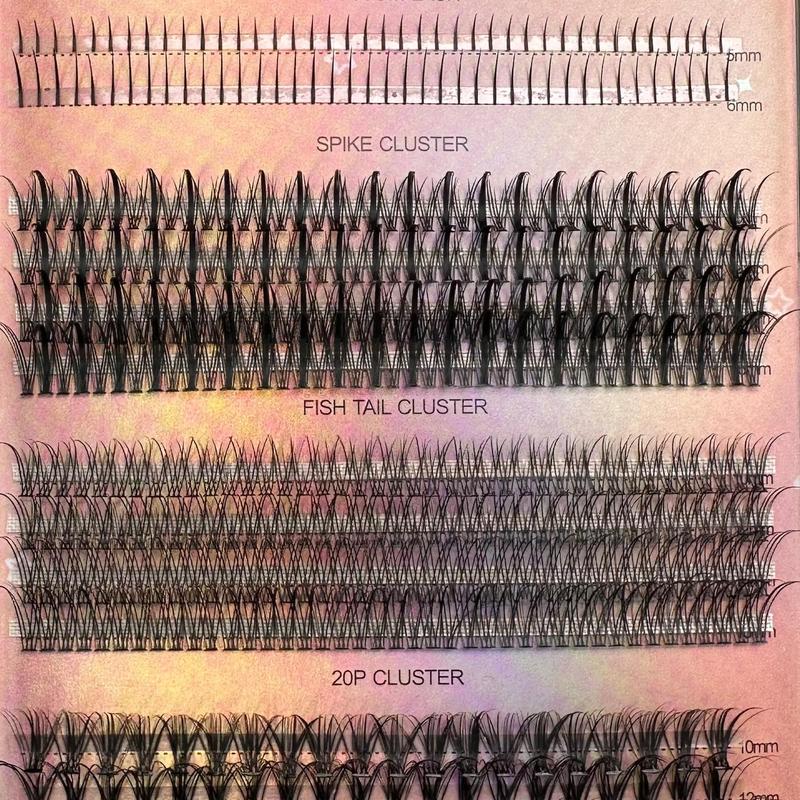 D Curl Mixed Size Individual False Eyelashes, 1 Set Natural Look Eyelash Extensions, Self Grafting Eyelash Clusters, False Eyelashes Clusters