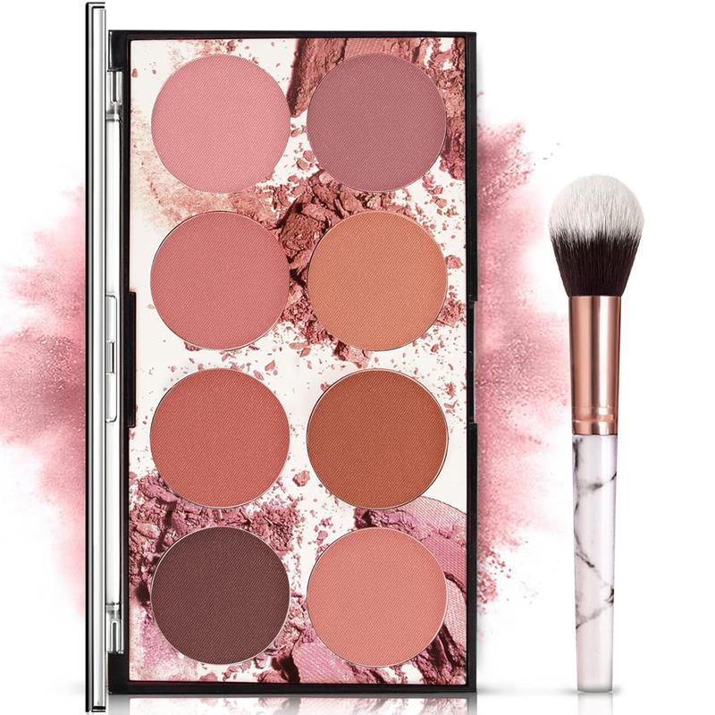 8 Colors Blush Palette, Matte Mineral Blush Powder Bright Shimmer Face Blush,Contour and Highlight Blush Palette,Professional Facial Beauty Cosmetic Makeup Blush