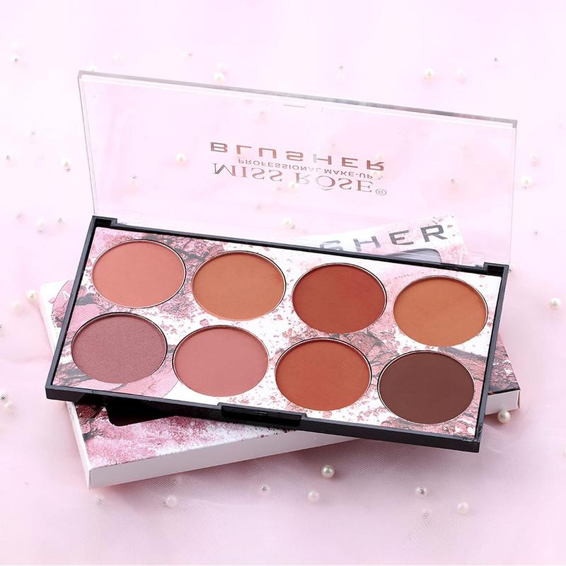 8 Colors Blush Palette, Matte Mineral Blush Powder Bright Shimmer Face Blush,Contour and Highlight Blush Palette,Professional Facial Beauty Cosmetic Makeup Blush