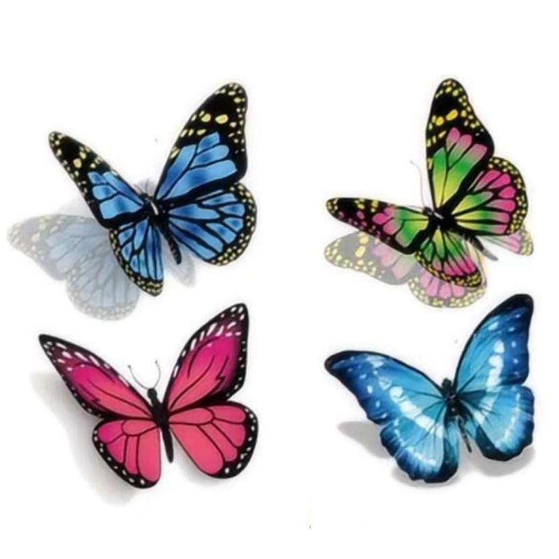 Random Color Butterfly Pattern Temporary Tattoo, 3D Butterfly Tattoo Sticker, Realistic Fake Tattoo For Women & Girls, Body Art Tattoo Sticker For Adults, Party Decoration