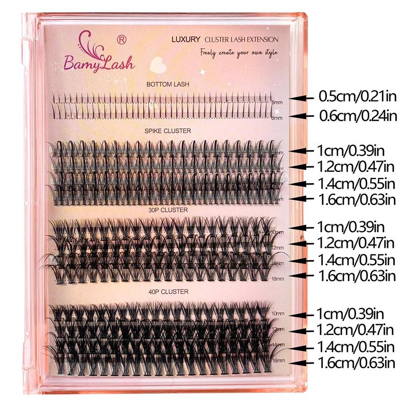 D Curl Mixed Size Individual False Eyelashes, 1 Set Natural Look Eyelash Extensions, Self Grafting Eyelash Clusters, False Eyelashes Clusters