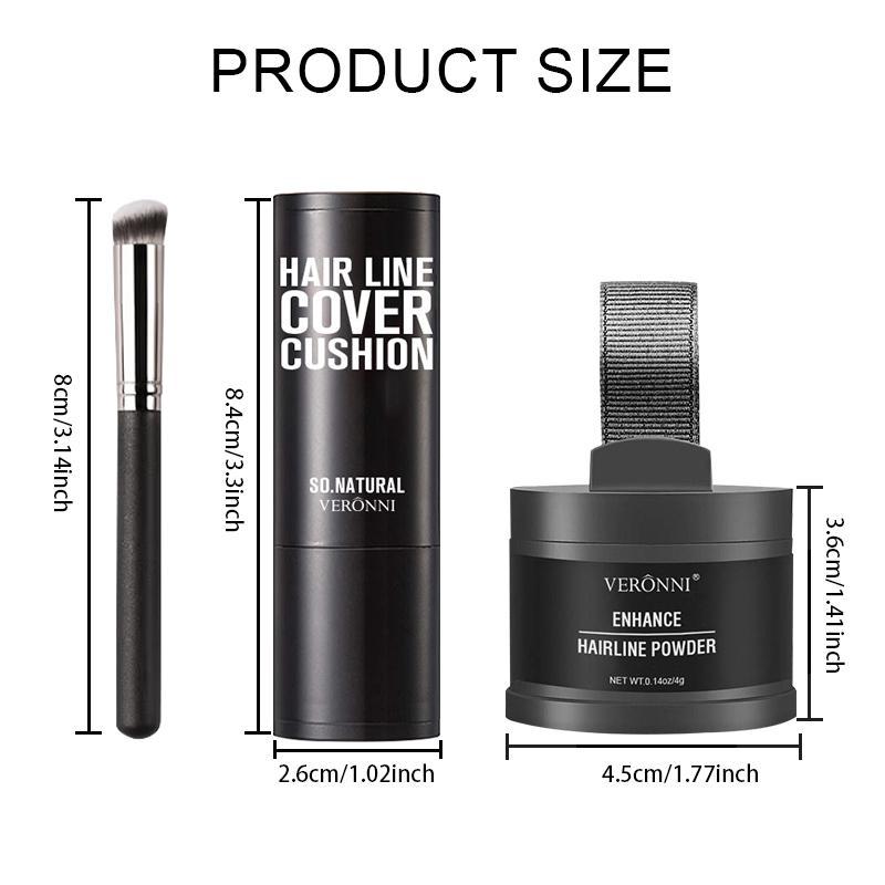 Hairline Cover Cushion Powder with Brush, 3 Counts set Natural Instant Waterproof Hairline Shadow Concealer, Hair Styling Product for Men & Women